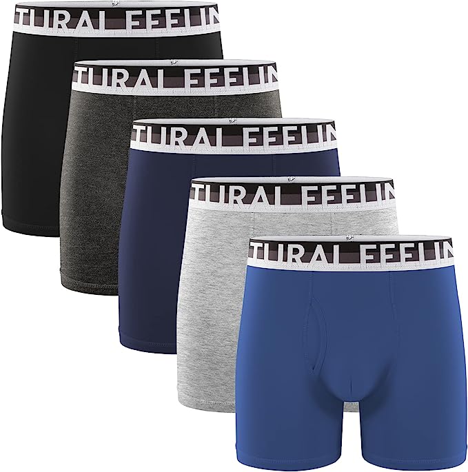 Natural Feelings Boxer Briefs Mens Underwear Men Pack Soft Cotton Open Fly Underwear