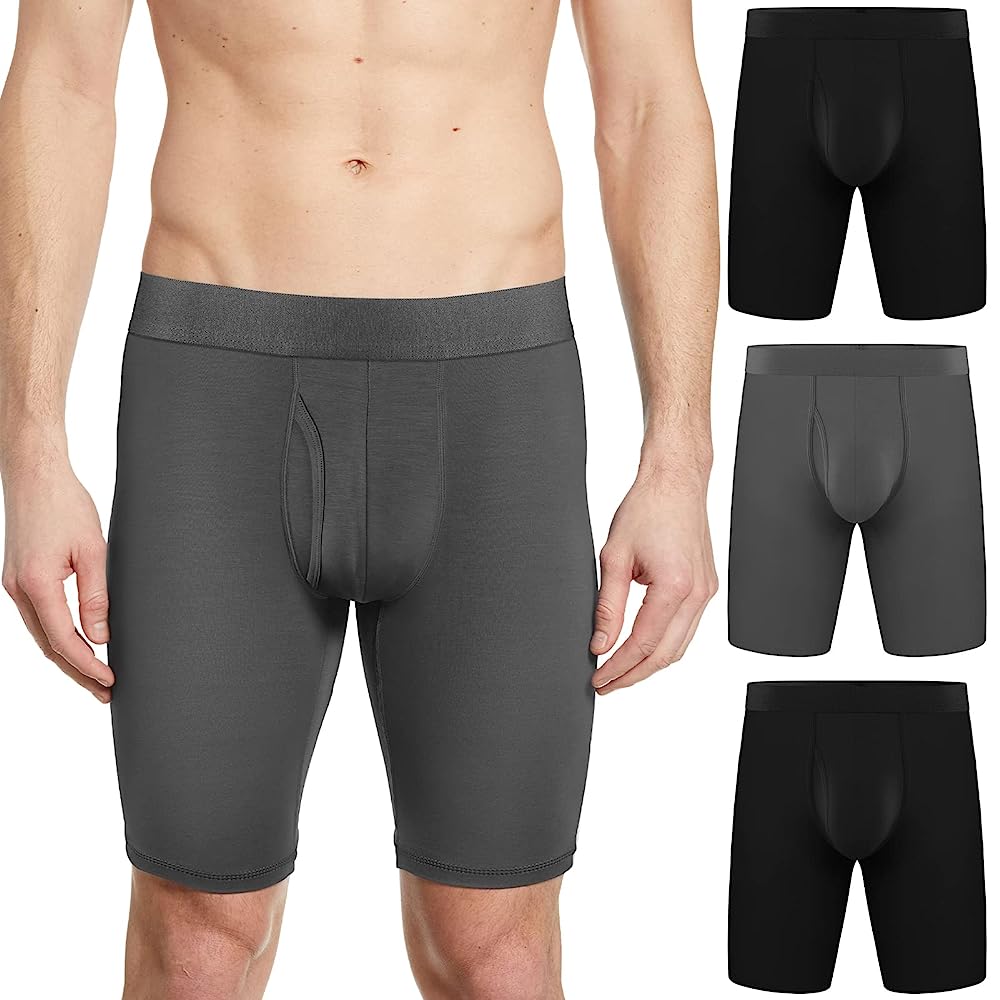 Natural Feelings Mens Underwear Modal Boxer Briefs 9 Inch Long Leg Boxer Briefs for Men Pack