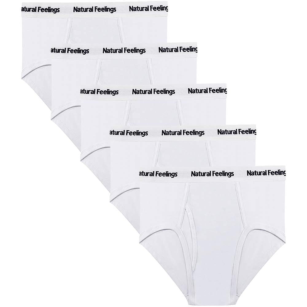 Natural Feelings Mid-rise Cotton Briefs Mens Underwear Men Pack with Open Fly
