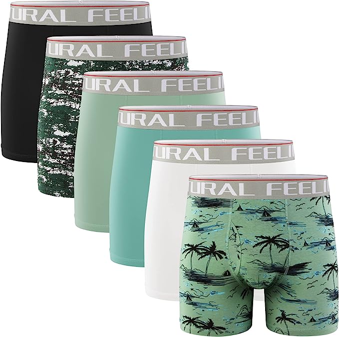 Natural Feelings Boxer Briefs Soft Cotton Mens Underwear Pack of 6