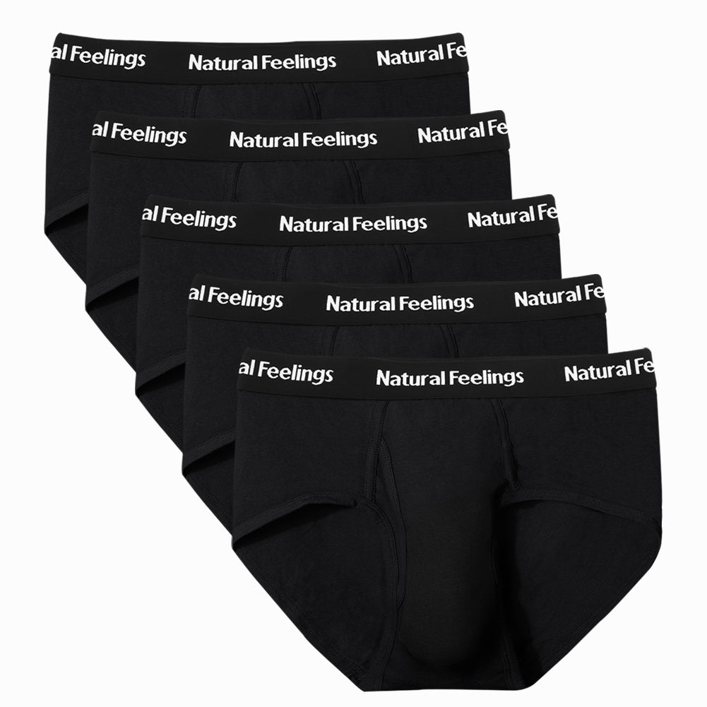 Natural Feelings Mid-rise Cotton Briefs Mens Underwear Men Pack with Open Fly