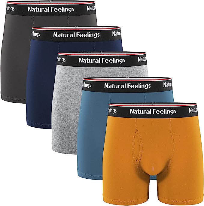 Natural Feelings Boxer Briefs Mens Underwear Men Pack Soft Cotton Open Fly Underwear