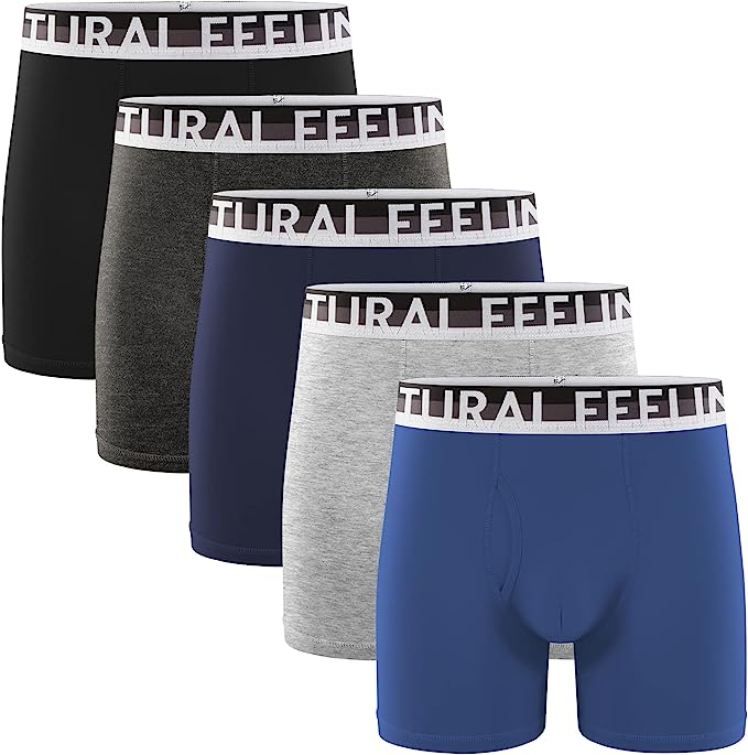 Natural Feelings Boxer Briefs Mens Underwear Men Pack of 6 Soft Cotton Open  Fly Underwear at  Men's Clothing store