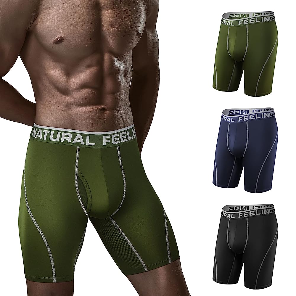 Natural Feelings Mens Underwear Modal Boxer Briefs 9 Inch Long Leg