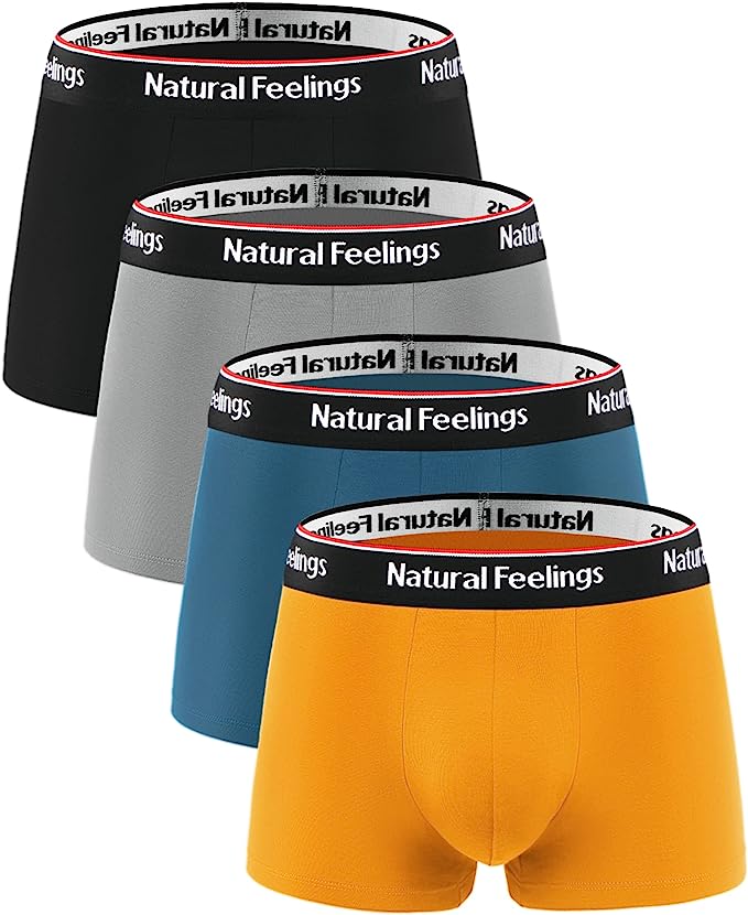 Natural Feelings Men's Underwear Boxer Briefs Soft Modal Breathable Underwear for Men 4 Pack