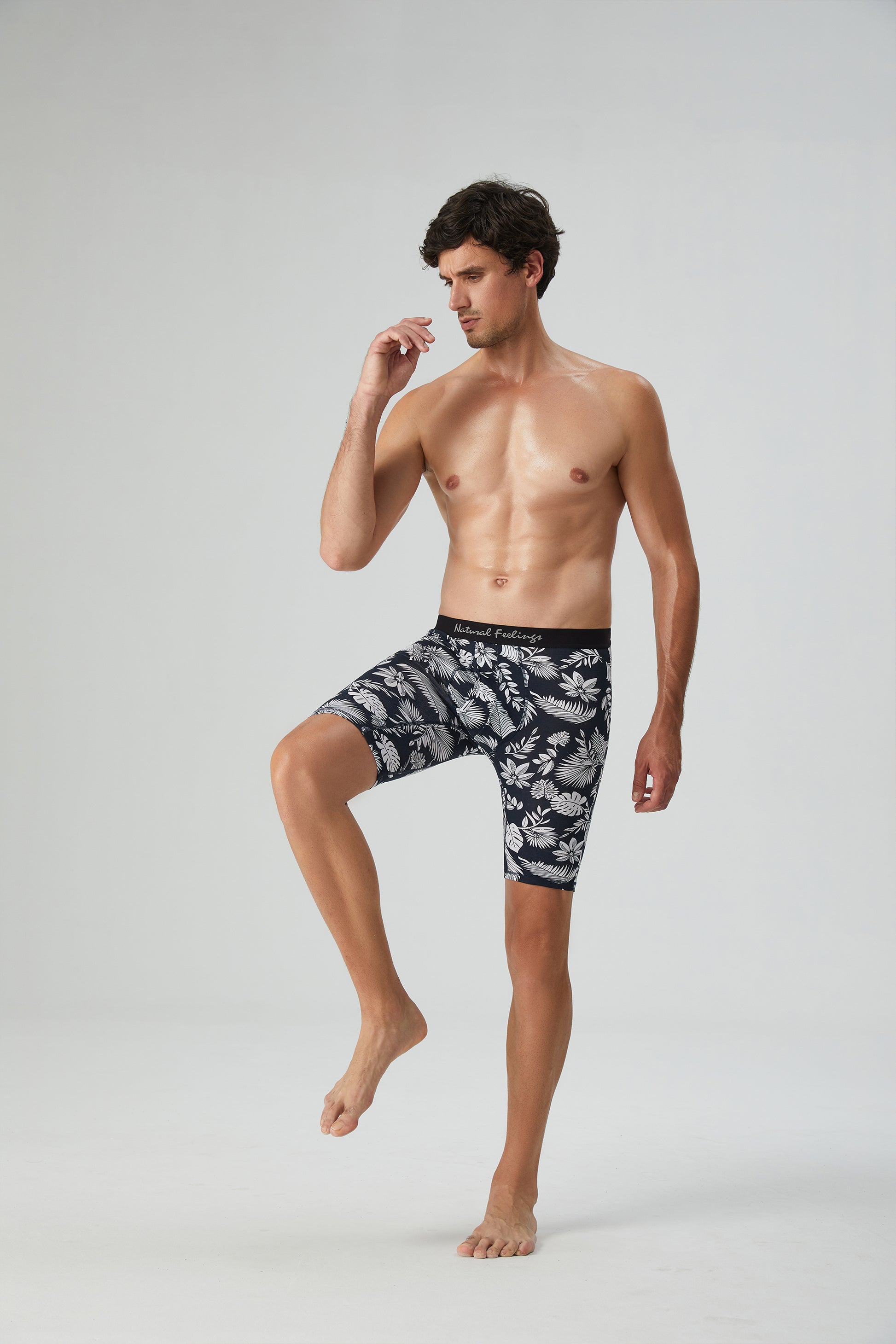 Natural Feelings Mens Underwear Modal Boxer Briefs 9 Inch Long Leg Box