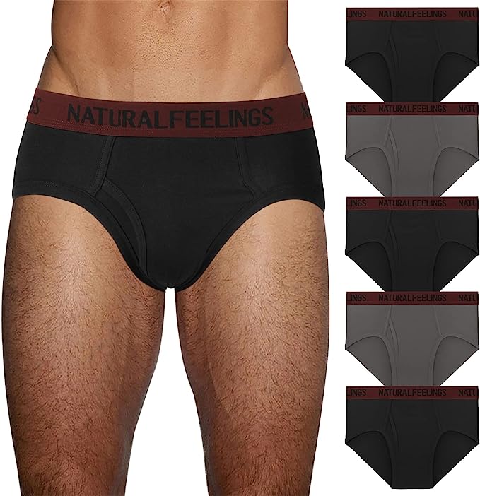 Natural Feelings Low-rise Briefs Mens Cotton Briefs Pack with Fly