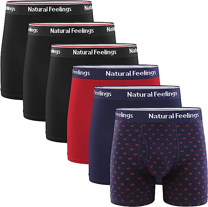 Natural Feelings Boxer Briefs Soft Cotton Mens Underwear Pack of 6